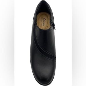 Clarks Collection Leather Block Heeled Shootie Emily2 Dove Black 7